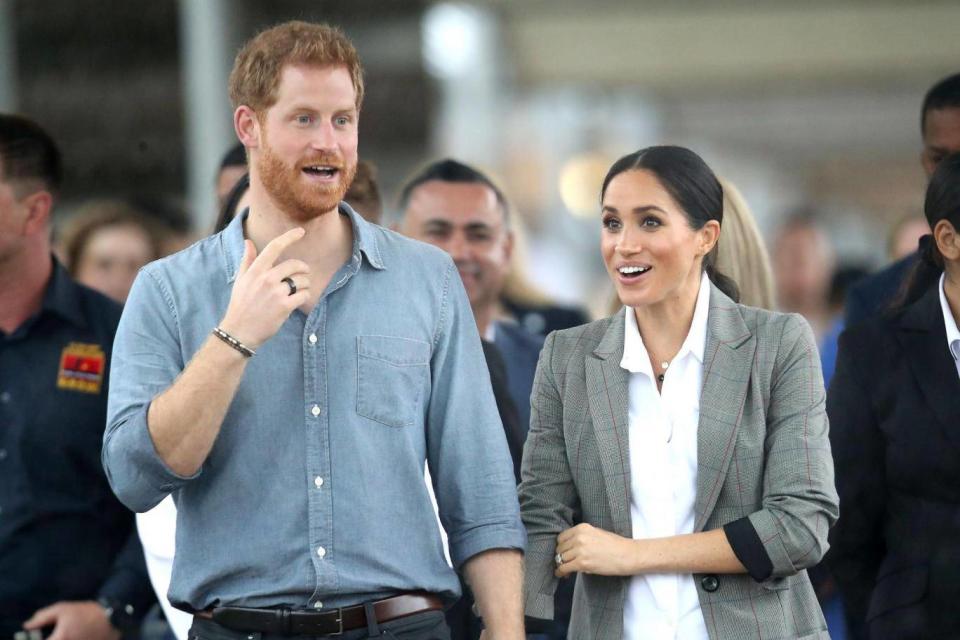 The Duchess of Sussex wearing a Serena blazer while in Australia with Prince Harry (Getty Images)