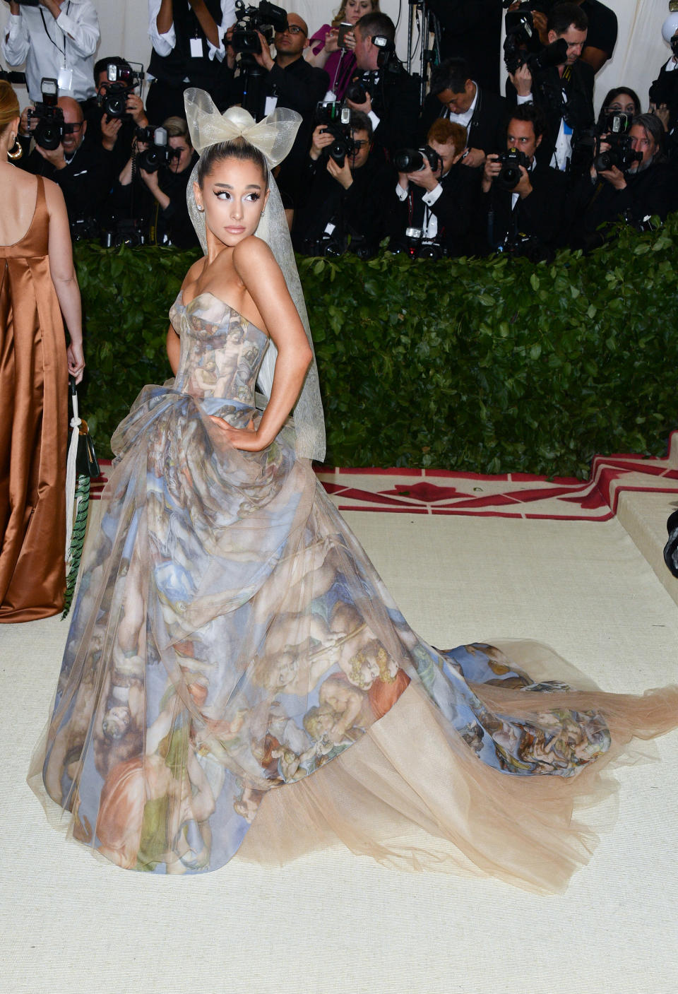 <p>Fans waited with bated breath when they heard Ariana grande would be attending her first ever Met Gala, and they were not dissappointed. The singer looked like a renaissance painting in a custom Vera Wang gown. [Photo: Getty] </p>