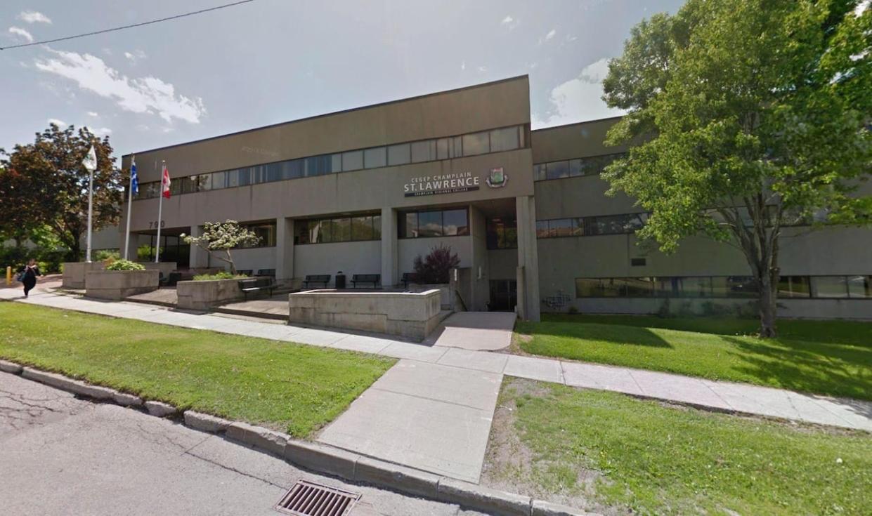 A Quebec tribunal found an investigation into a teacher at Champlain College St. Lawrence was done 'without any precise allegation' and contributed to psychological harm. (Google Street View - image credit)