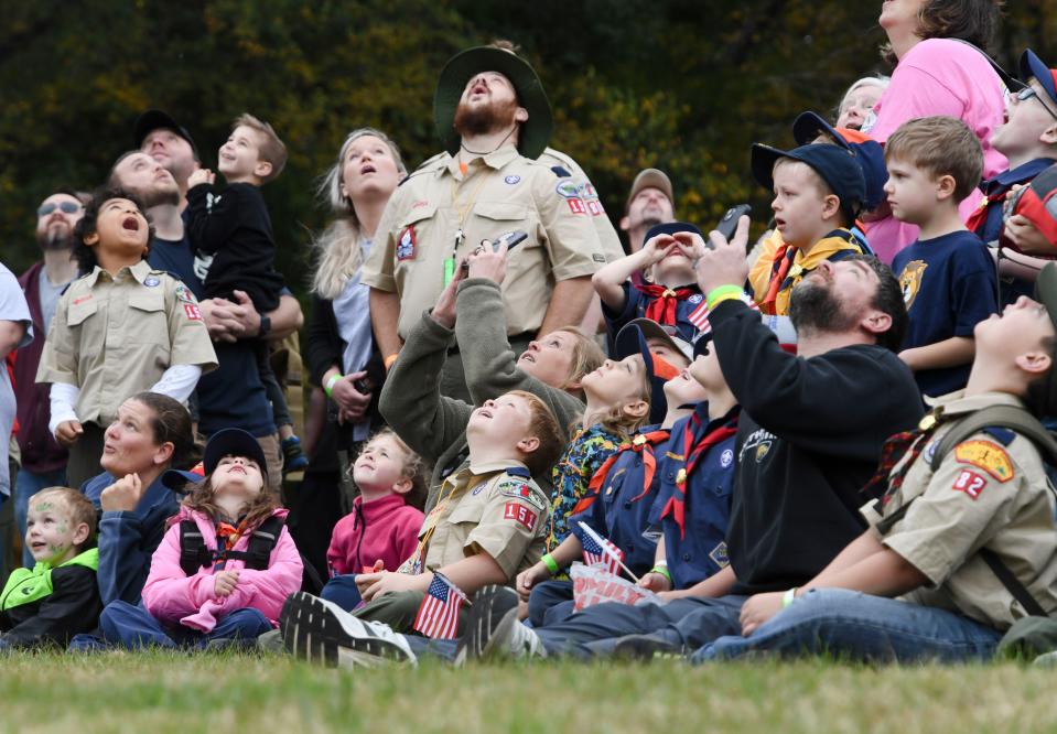 Oct 29, 2022; Tuscaloosa, AL, USA; The Boys Scouts in the Black Warrior Council gathered in the Moundville Archaeological Park to celebrate their 100th anniversary encampment Saturday.
