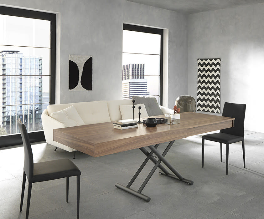 This image released by Resource Furniture shows the Passo transforming coffee-to-dining table. (Resource Furniture via AP)