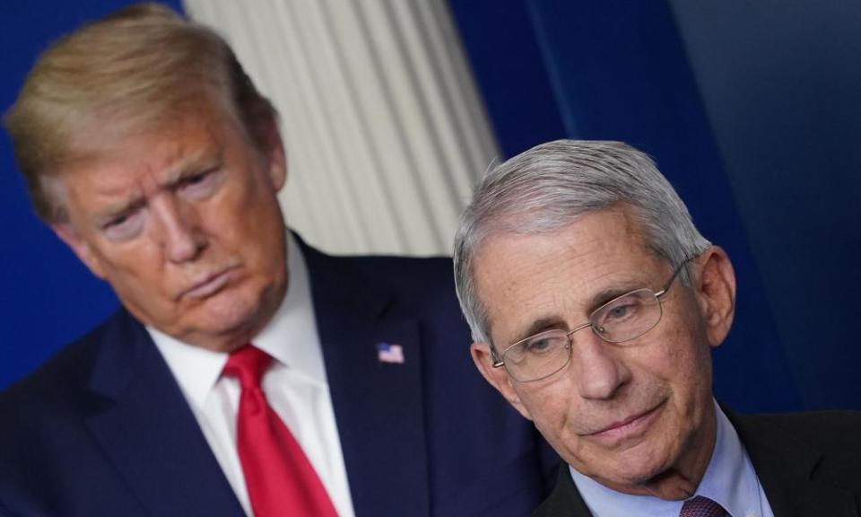 Dr Anthony Fauci said he was pleased Donald Trump was now wearing a mask but did not know if he would be called to take part in the resumed White House briefings.