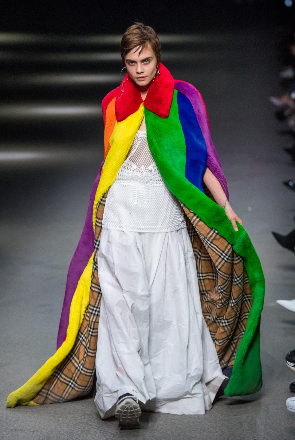 Wearing Burberry at Christopher Bailey’s last show in February 2018