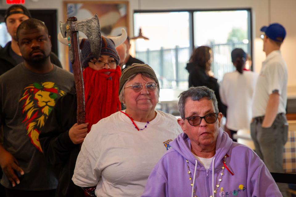 Nanette Grisham (left) and Donna Berkseth were the first in line at White Castle's new location in Tempe on Nov 28, 2023.