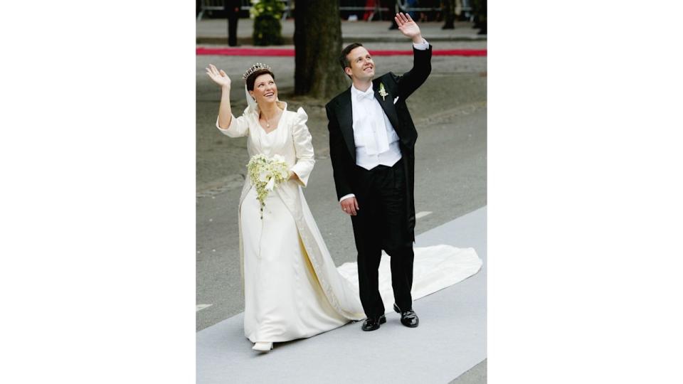 Princess Martha Louise and Ari Behn on their wedding day in May 2002 in Trondheim, Norway