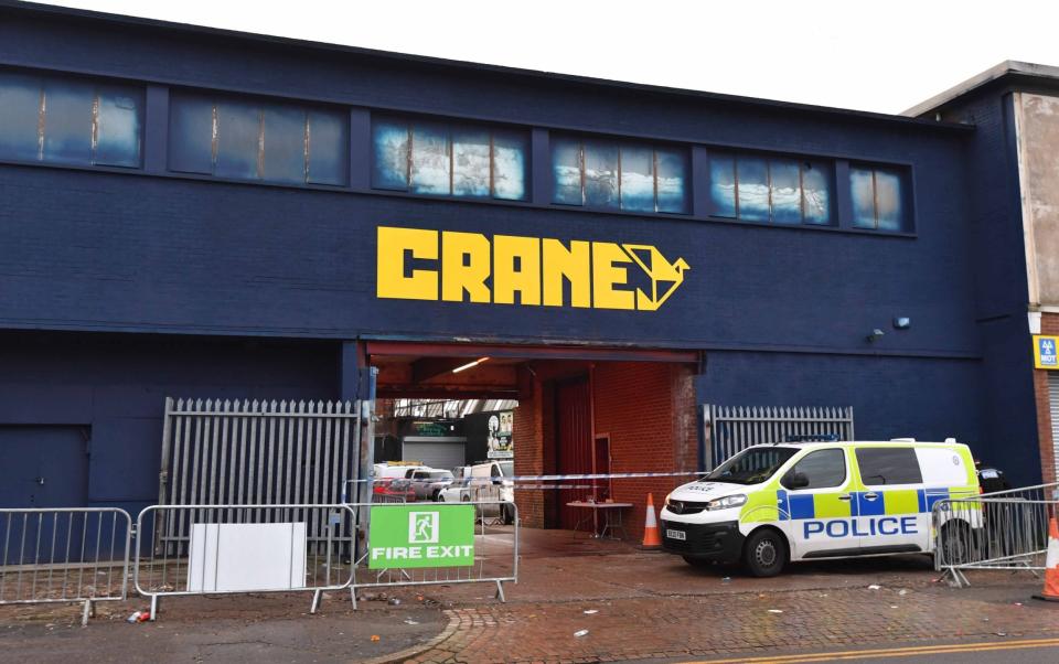 Police at the Crane nightclub in Digbeth, Birmingham