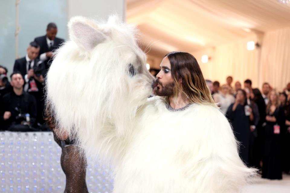 Jared Leto, dressed as Karl Lagerfeld's cat, Choupette.