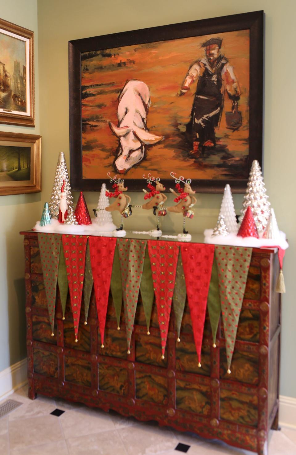 A sideboard in the kitchen of Steve and Michael Adams.