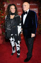 <p>Diane von Furstenberg traded her signature wrap dress for printed trousers and a patterned shawl while her husband, Barry Diller, went for a snazzy blue velvet tuxedo jacket and matching bow tie. </p>