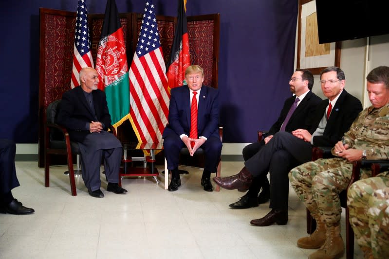 U.S. President Donald Trump makes an unannounced visit to U.S. troops at Bagram Air Base in Afghanistan