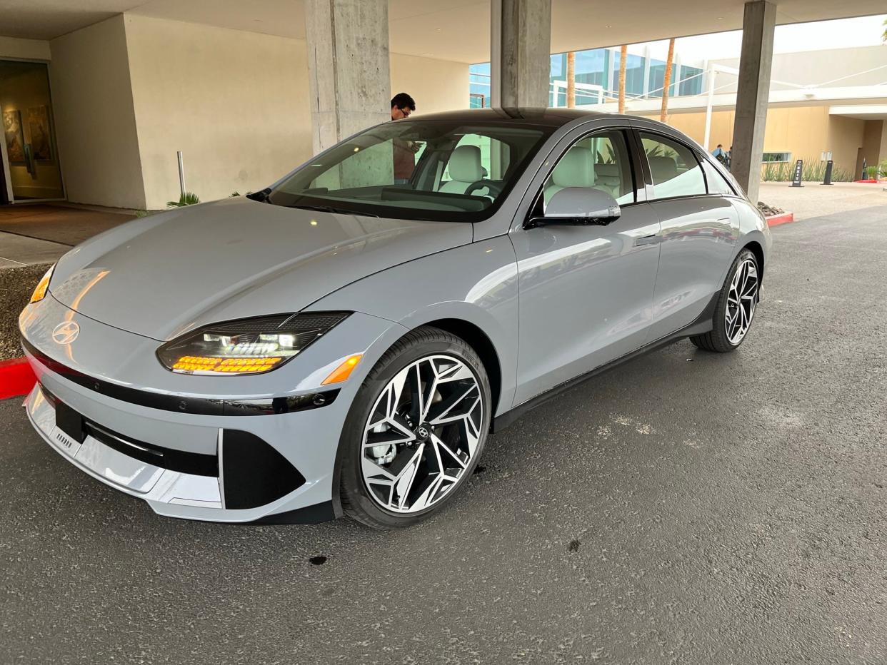 The 2023 Hyundai Ioniq 6 electric vehicle's exterior design was inspired by the Stout Scarab, a rare Detroit-built car from the 1930s.