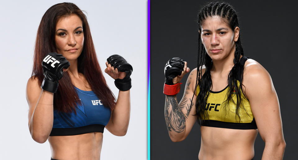 Former UFC women's bantamweight champion Miesha Tate (19-7) meets Ketlen Vieira (11-2) in the main event of UFC Vegas 43 on Saturday inside Apex in Las Vegas. (Photos via Getty Images)