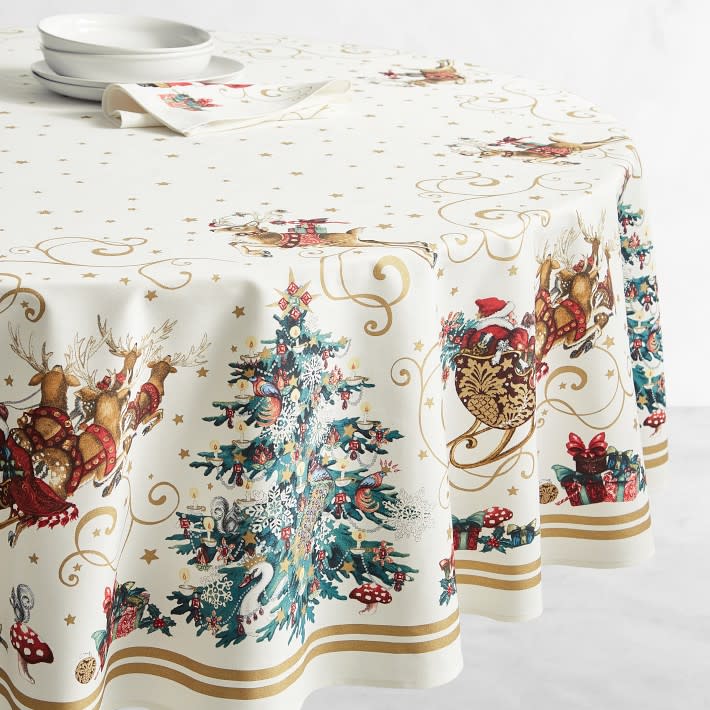 <p><a href="https://go.redirectingat.com?id=74968X1596630&url=https%3A%2F%2Fwww.williams-sonoma.com%2Fproducts%2Ftwas-the-night-tablecloth-round%2F&sref=https%3A%2F%2Fwww.veranda.com%2Fshopping%2Fg41497590%2Fluxury-christmas-decorating-ideas%2F" rel="nofollow noopener" target="_blank" data-ylk="slk:Shop Now;elm:context_link;itc:0;sec:content-canvas" class="link rapid-noclick-resp">Shop Now</a></p><p>'Twas the Night Round Tablecloth</p><p>williams-sonoma.com</p><p>$54.99</p>