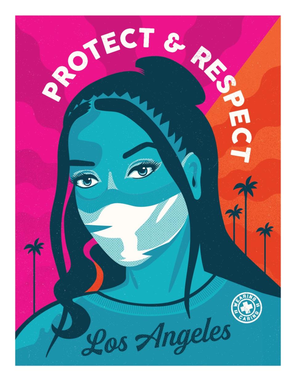 Mayor Garcetti revealed this poster, designed by Camila Lonis of Shepard Fairey's Studio Number One, on Wednesday.