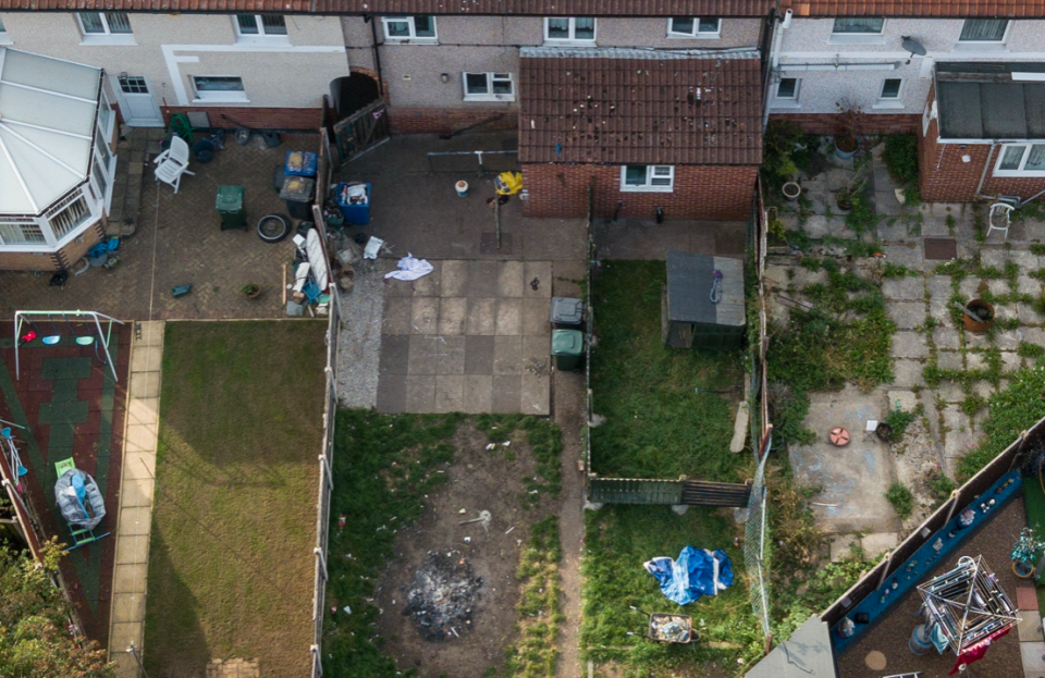 Aerial view of the house where the baby boy was mauled by a dog. (SWNS)