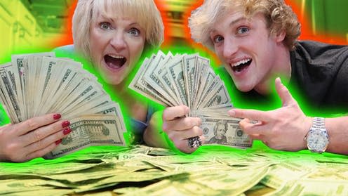 <span class="caption">YouTuber Logan Paul and his Mum. He gave her US$10,000 cash for Christmas.</span> <span class="attribution"><a class="link " href="https://www.youtube.com/watch?v=lcs75MLhzsU&t=1s" rel="nofollow noopener" target="_blank" data-ylk="slk:Logan Paul Vlogs/YouTube;elm:context_link;itc:0;sec:content-canvas">Logan Paul Vlogs/YouTube</a></span>