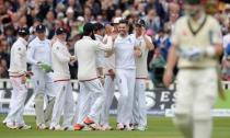 Cricket - England v Australia - Investec Ashes Test Series Third Test - Edgbaston - 29/7/15 England's James Anderson is congratulated after dismissing Australia's Peter Nevill Reuters / Philip Brown Livepic