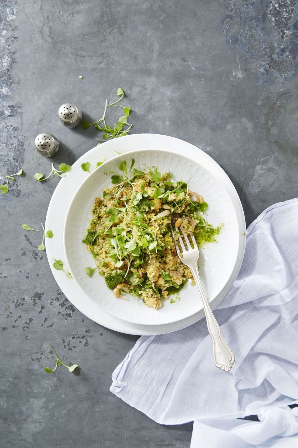 Quinoa Risotto With Arugula-Mint Pesto