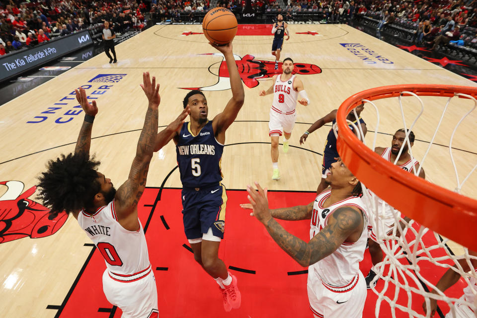 Herbert Jones #5 of the New Orleans Pelicans.  (Photo by Michael Reaves/Getty Images)