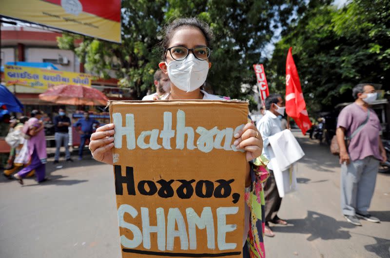 Protest after the death of a rape victim, in Ahmedabad