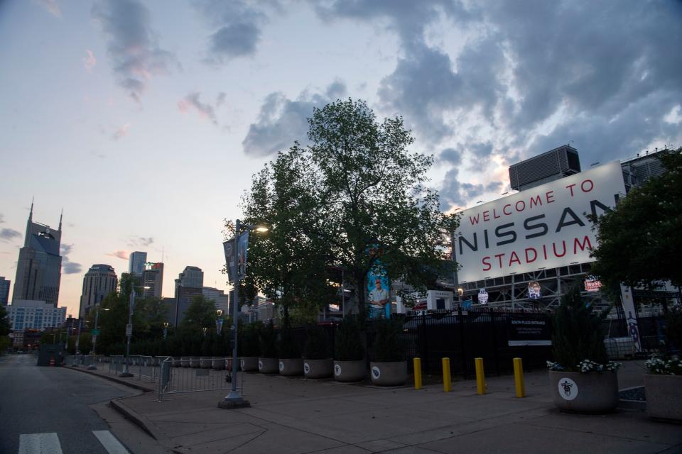 Outside of the Nissan stadium in Nashville , Tenn., Thursday, Aug. 25, 2022.