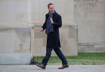 FILE PHOTO: Former NFL quarterback Peyton Manning arrives prior to the state funeral for former U.S. President George H.W. Bush at the Washington National Cathedral in Washington, U.S., December 5, 2018. REUTERS/Jim Young