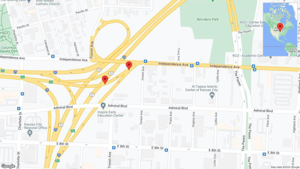 A detailed map that shows the affected road due to 'Reports of a crash on eastbound US-24 East' on January 5th at 2:38 p.m.