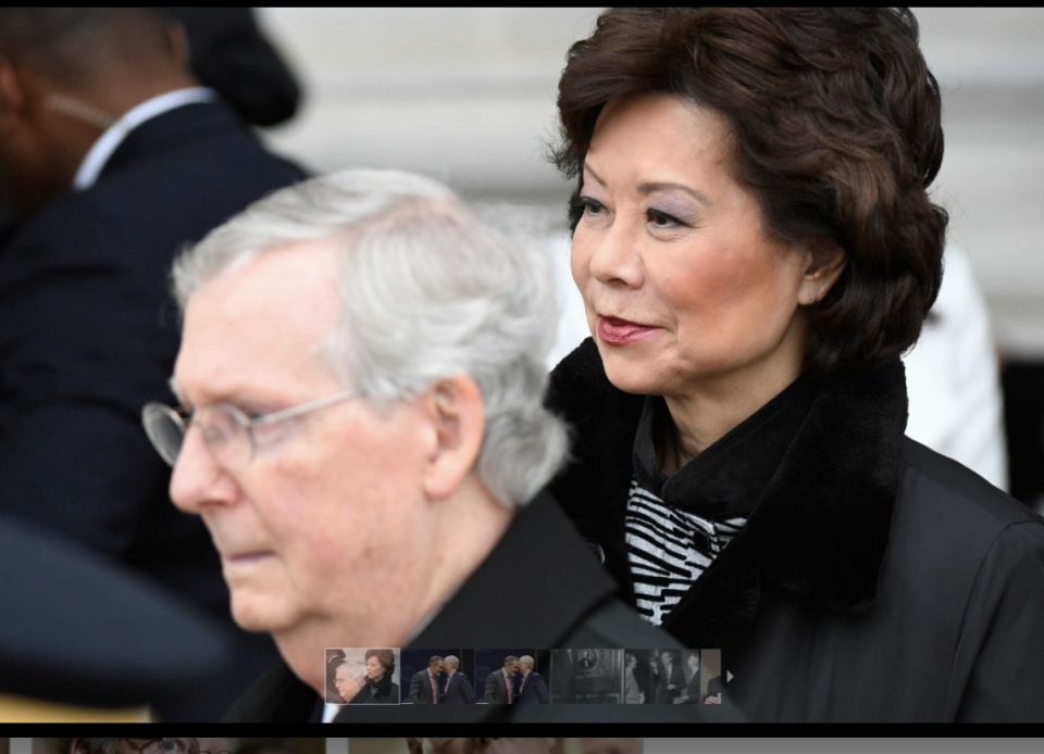 Sen. Mitch McConnell with his wife, Transportation Secretary Elaine Chao, Nov. 4, 2020