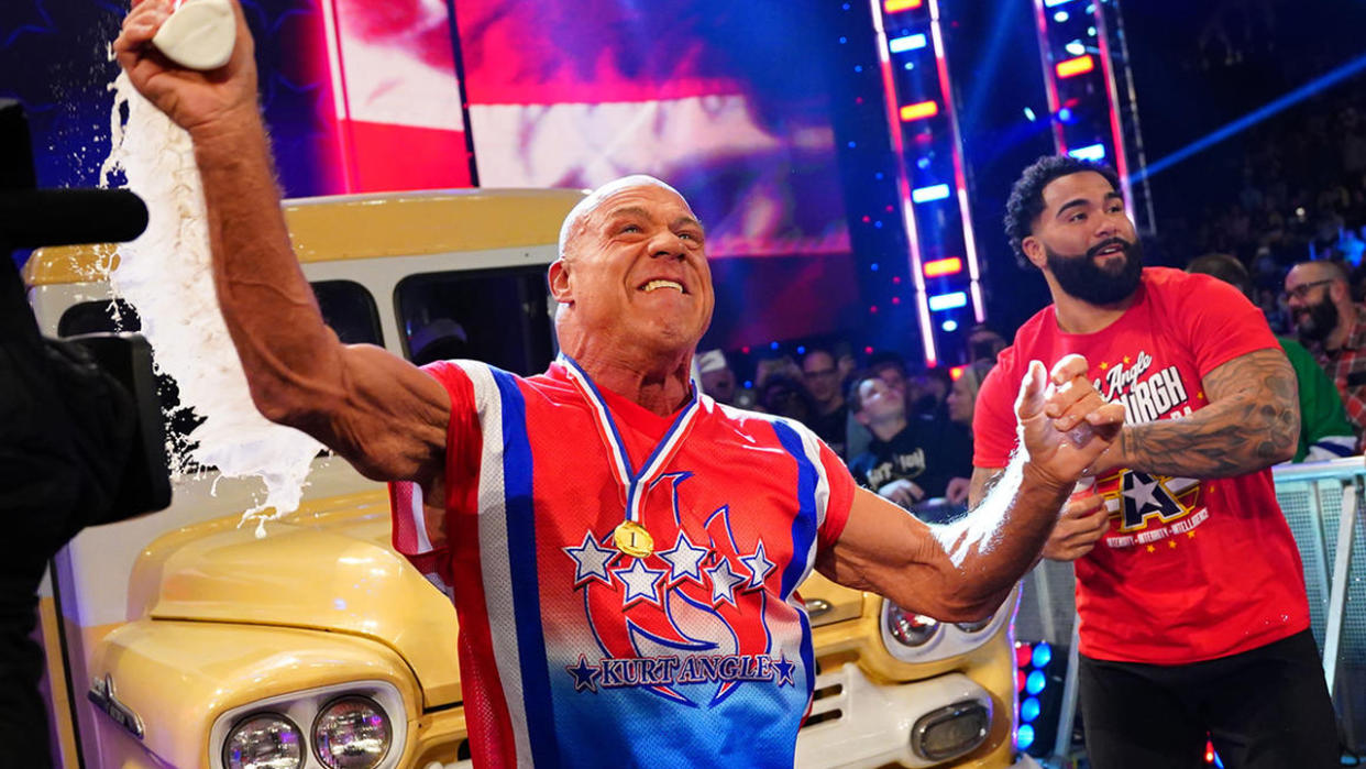 Kurt Angle Had To Switch Up His Milk Drinking Routine After Double Knee Surgery