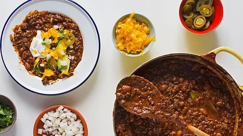 beef chili in bowls