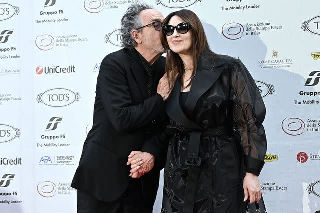 <p>Maria Laura Antonelli/AGF/Shutterstock</p> Tim Burton and Monica Bellucci at 64th Globo d'Oro Award in Rome on July 3, 2024
