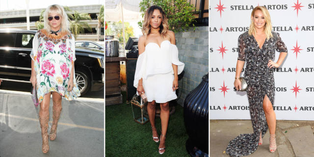 Shay Mitchell steps out of her hotel wearing an olive green Louis Vuitton  dress with a