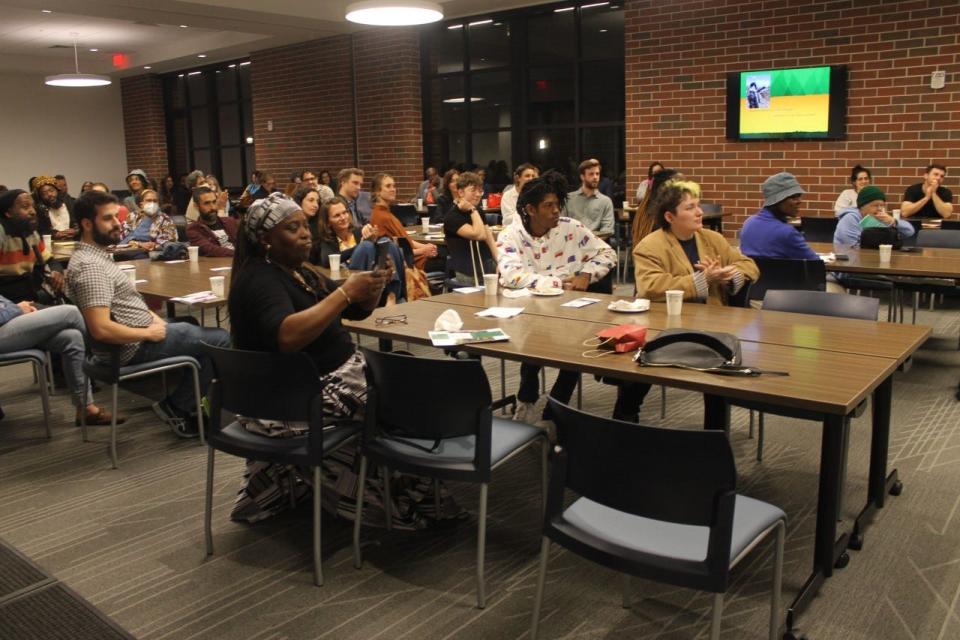 Dozens of people attended the Building Food Justice discussion held Wednesday at Santa Fe College's Blount Hall near downtown Gainesville that featured food activist and educator Malik Yakini, of Detroit, as the guest speaker.