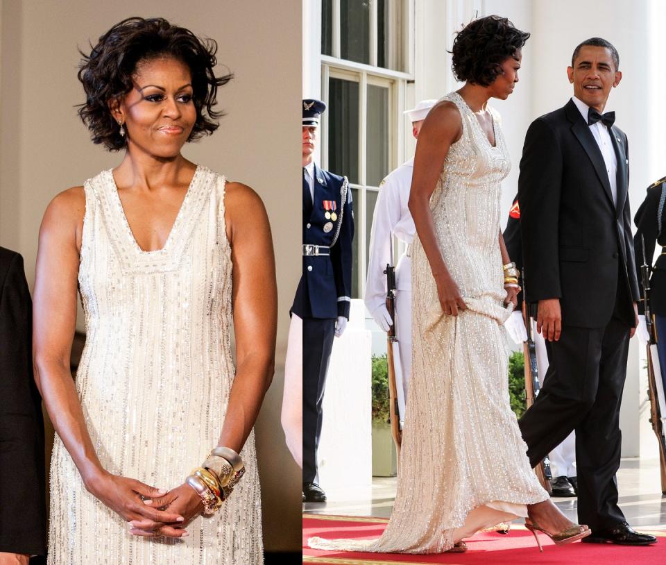 <p>At the 2011 state dinner for Germany wearing Naeem Khan.</p>