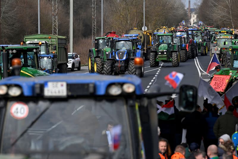 Farmers protest at the Czech-Slovak border in Holic