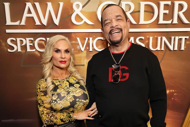 <p>Todd Williamson/NBC via Getty</p> Coco and Ice-T in January 2024.