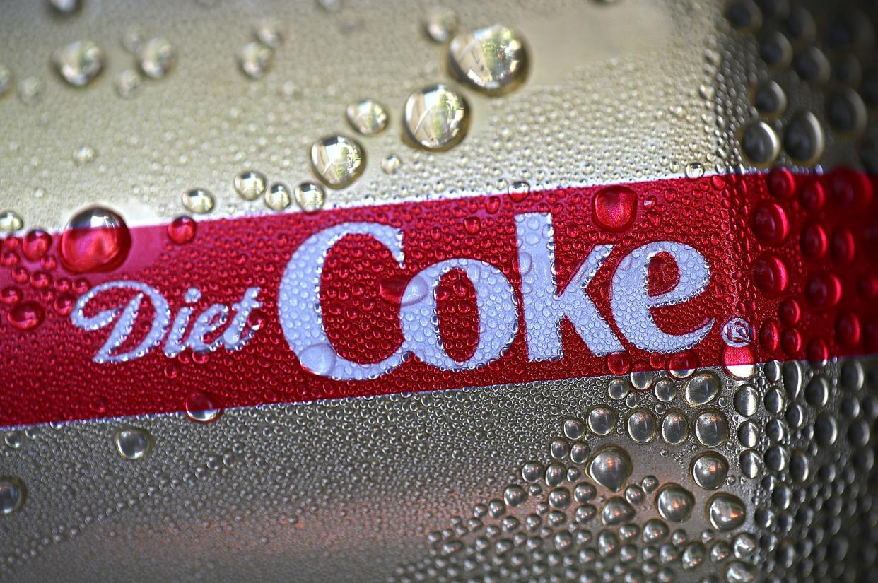 A can of Diet Coke is displayed in a cooler on June 29, 2018 in San Francisco, California.