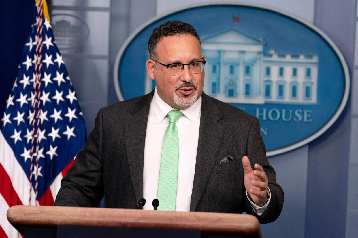 Education Secretary Miguel Cardona said many borrowers had waited a long time for relief. (Copyright 2021 The Associated Press. All rights reserved)
