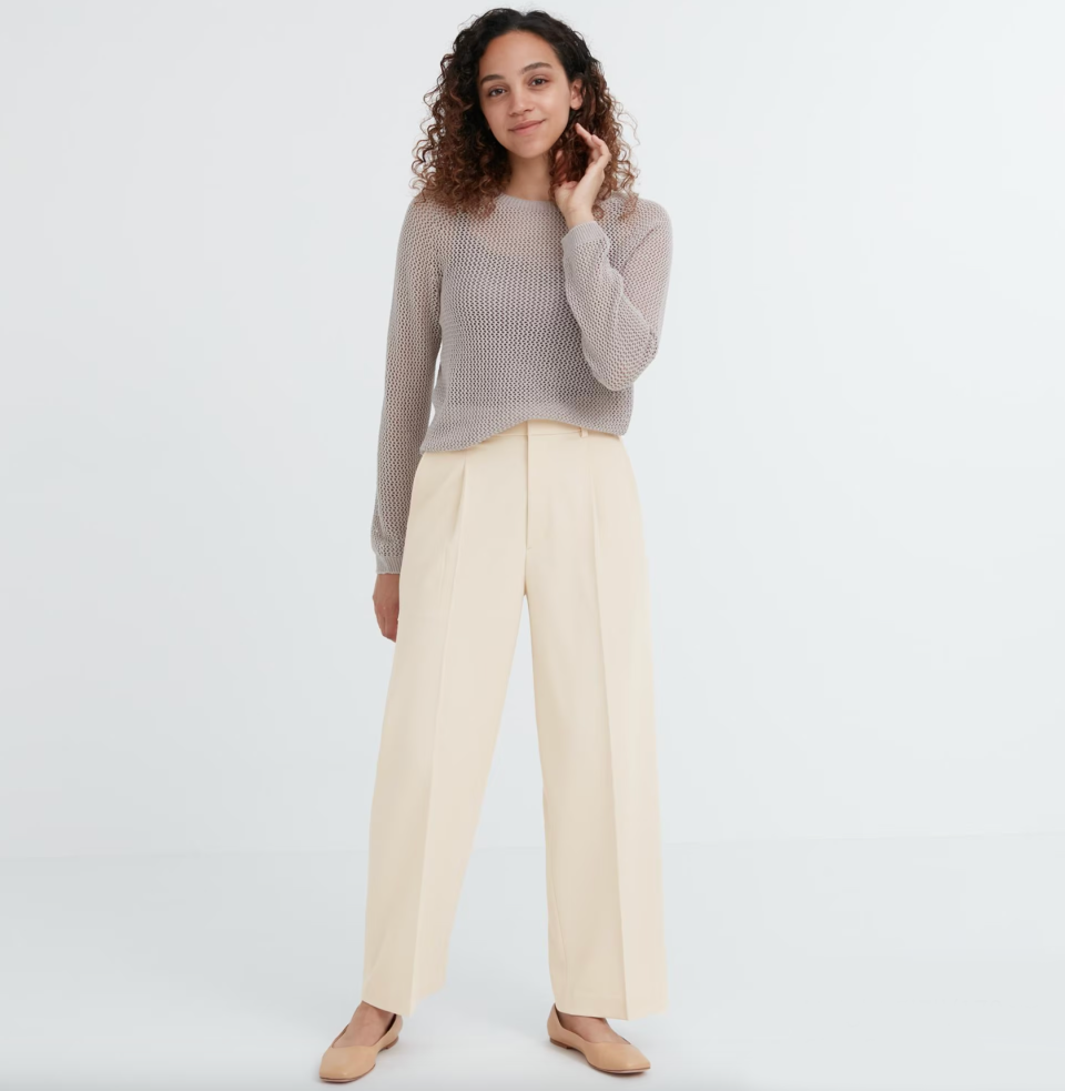 The versatile trousers can easily be dressed up or down. (Uniqlo)
