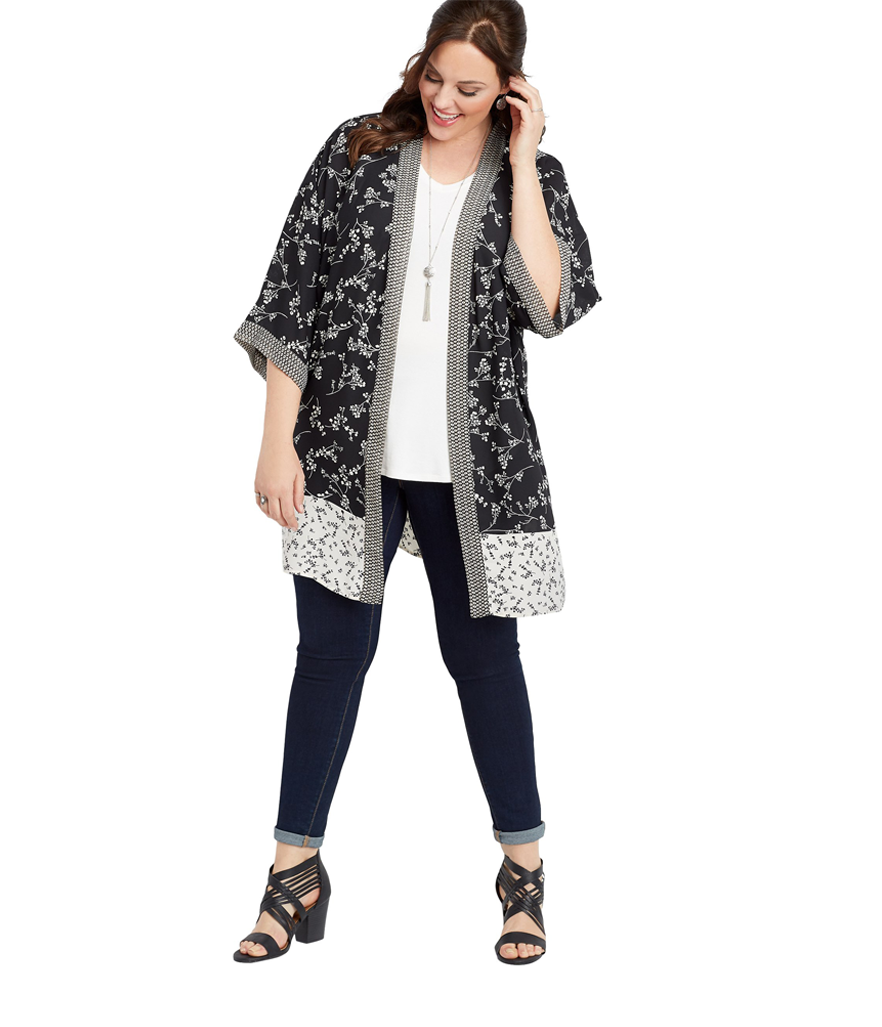 Maurices Black-and-White Mix Print Kimono. (Photo: Walmart)