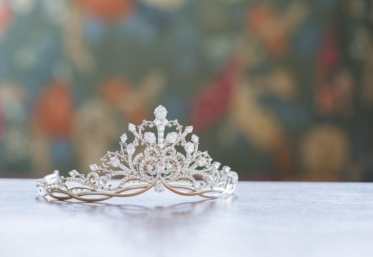 A photo of a glittery tiara, one the Miss Universe Canada competition likely uses. (Photo via Getty Images)