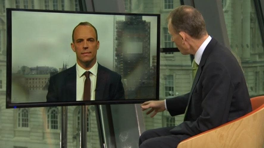 Brexit Secretary Dominic Raab told BBC1's Andrew Marr show that suggestions of a snap election are