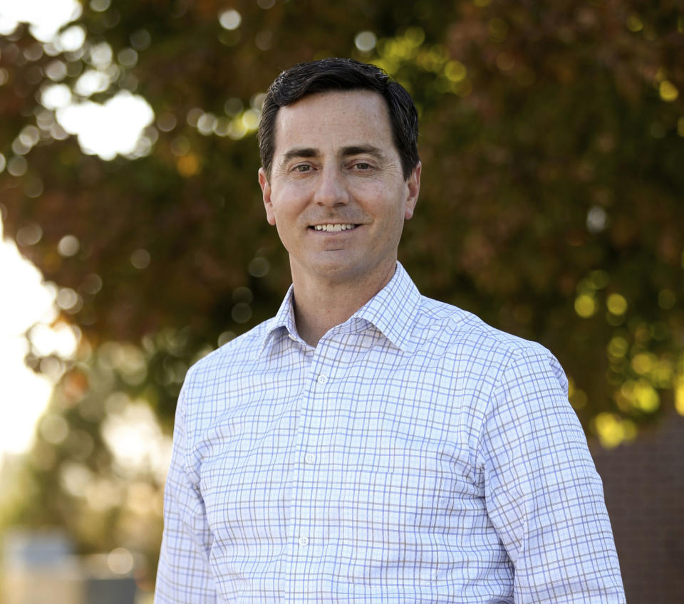 Riverton Mayor Trent Staggs poses for a photo in Taylorsville, Utah, on Friday, Oct. 16, 2020. Staggs announced Tuesday, May 23, 2023, a bid for Mitt Romney's U.S. Senate seat. (Laura Seitz/The Deseret News via AP)