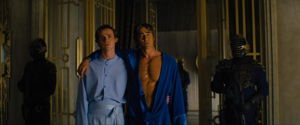 Foundation season two, Lee Pace in a robe with another mna