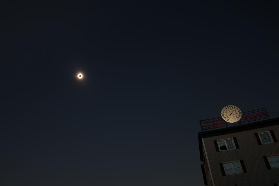 The sun reaches totality during the eclipse April 8, 2024, in Houlton, Maine.