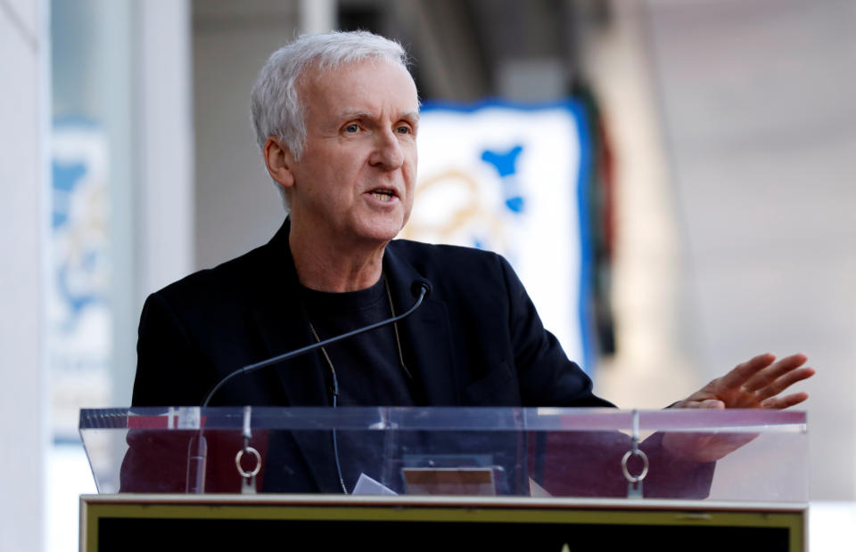 James Cameron speaks during the ceremony for the unveiling of Zoe Saldana's star on the Hollywood Walk of Fame in Los Angeles, California, U.S. May 3, 2018. REUTERS/Mario Anzuoni