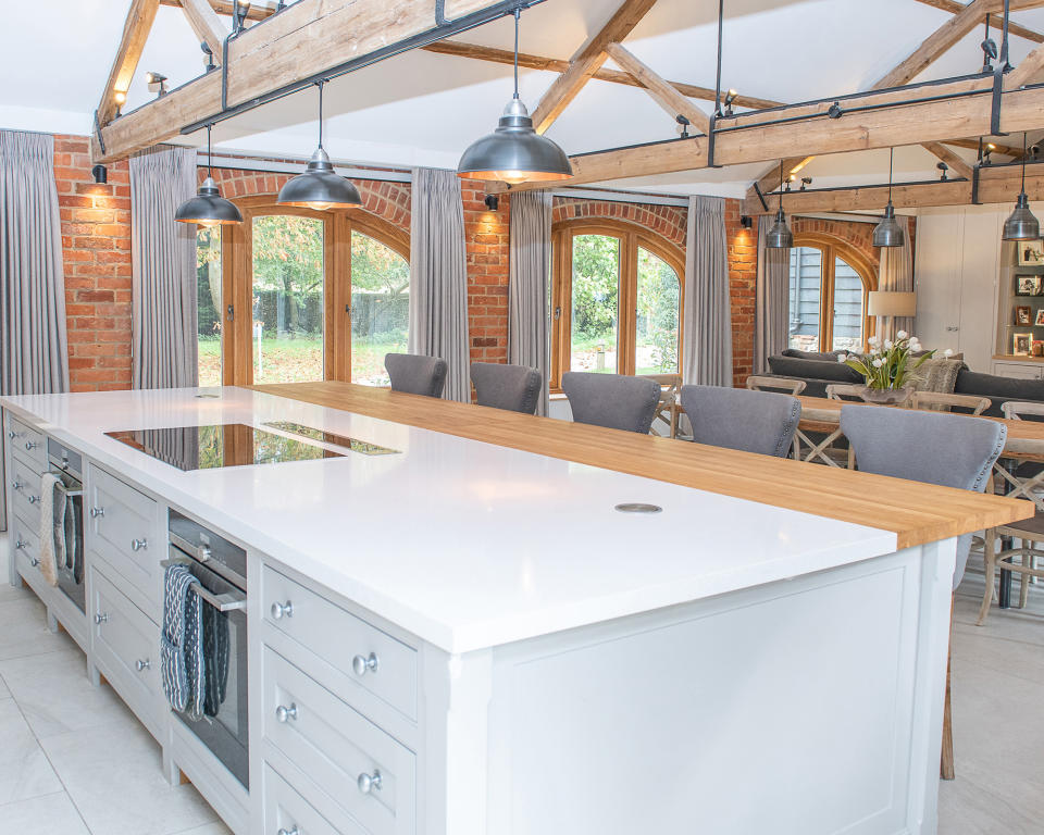 <p> Trying to pull together the various elements in a multifunctional room such as a barn conversion can be tricky. But this example (see more at @medieval_barn_location) is a resounding success.  </p> <p> Lighting, particularly pendants over islands and dining tables, such as these Factory Pendants in pewter and copper from Industville, can help to both zone and bring continuity to different areas of a room. </p>