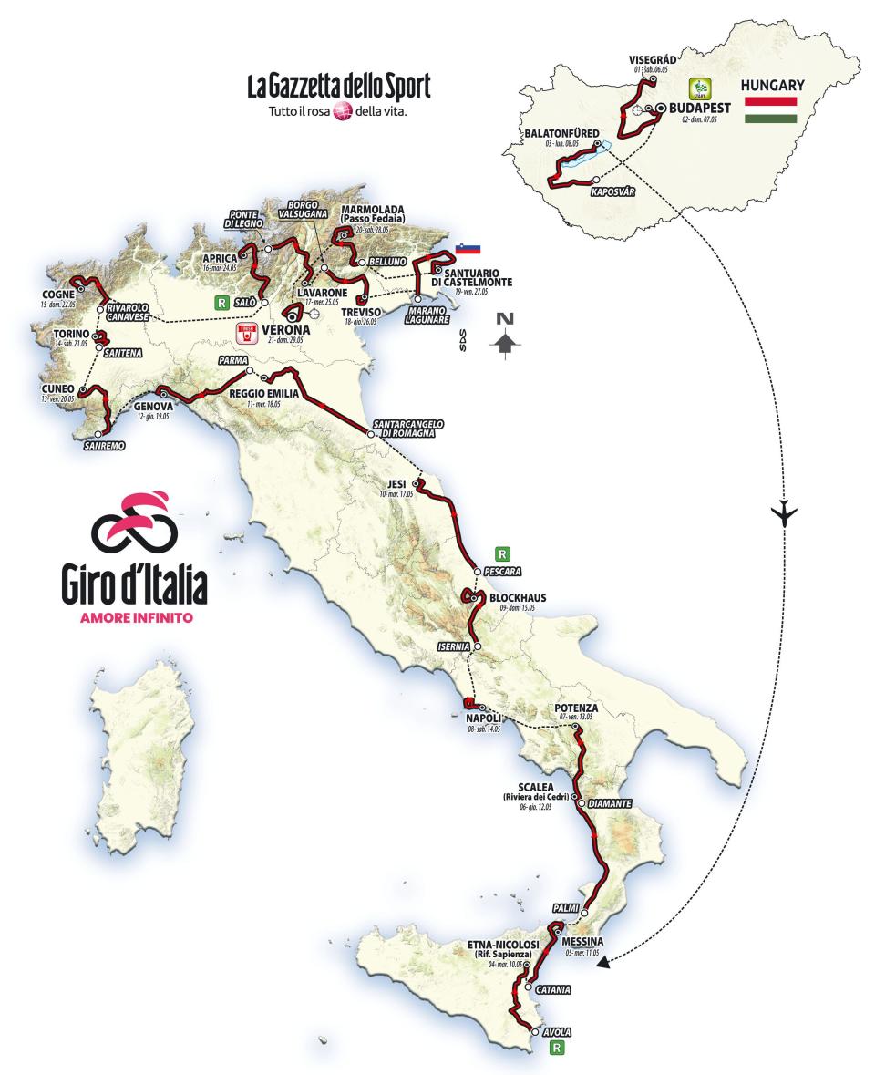 Giro d'Italia 2022 map – Giro d'Italia 2022: Route, stage start times, TV channel details and more