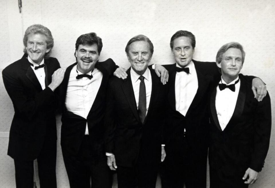 Peter Douglas, Joel Douglas, Kirk Douglas, Michael Douglas, and Eric Douglas | Ron Galella/WireImage