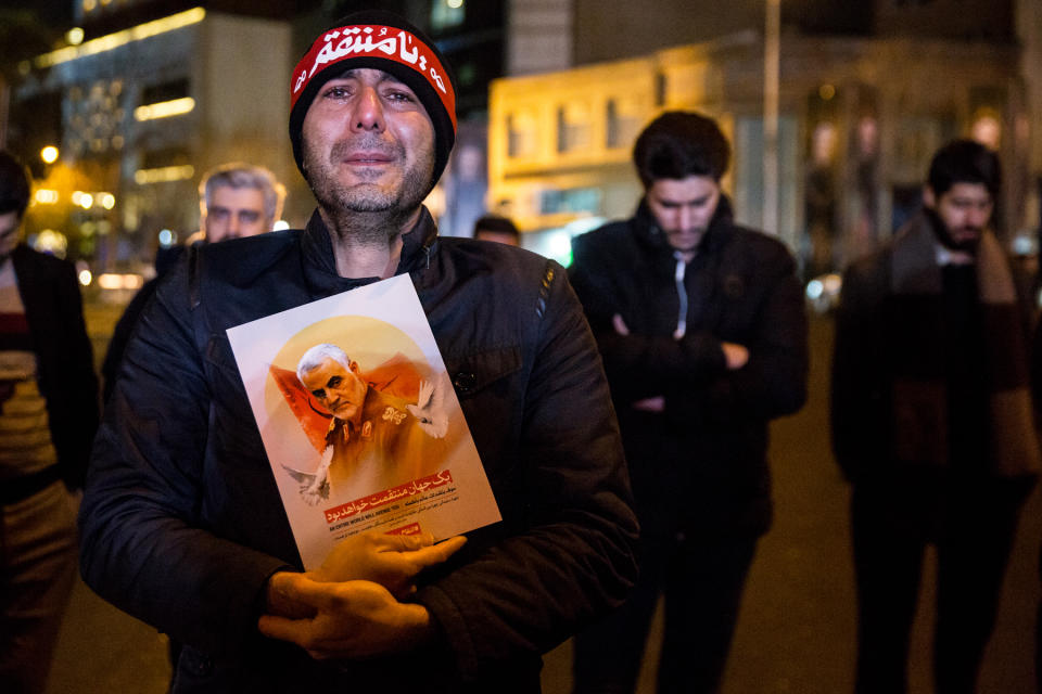 People of Iran in various parts of the country, especially the people of the Iranian capital, lit candles and mourned the night of General Qasem Soleimani's burial, in Tehran, Iran, on June 7, 2019. Mourners packed the streets of Tehran for ceremonies to pay homage to Soleimani, who spearheaded Iran's Middle East operations as commander of the Revolutionary Guards' Quds Force and was killed in a US drone strike on January 3 near Baghdad airport. (Photo by Hamid Vakili/NurPhoto via Getty Images)